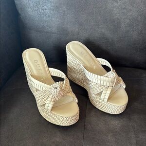 Guess Cream Wedge Shoes with Classic Design
